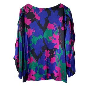 Talbots 100% Silk vibrant floral blouse